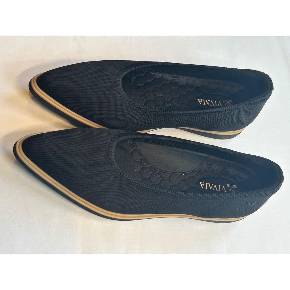 VIVAIA Margot Pointed-Toe Flats Women 5.5 Black Knit Sustainable Comfort
